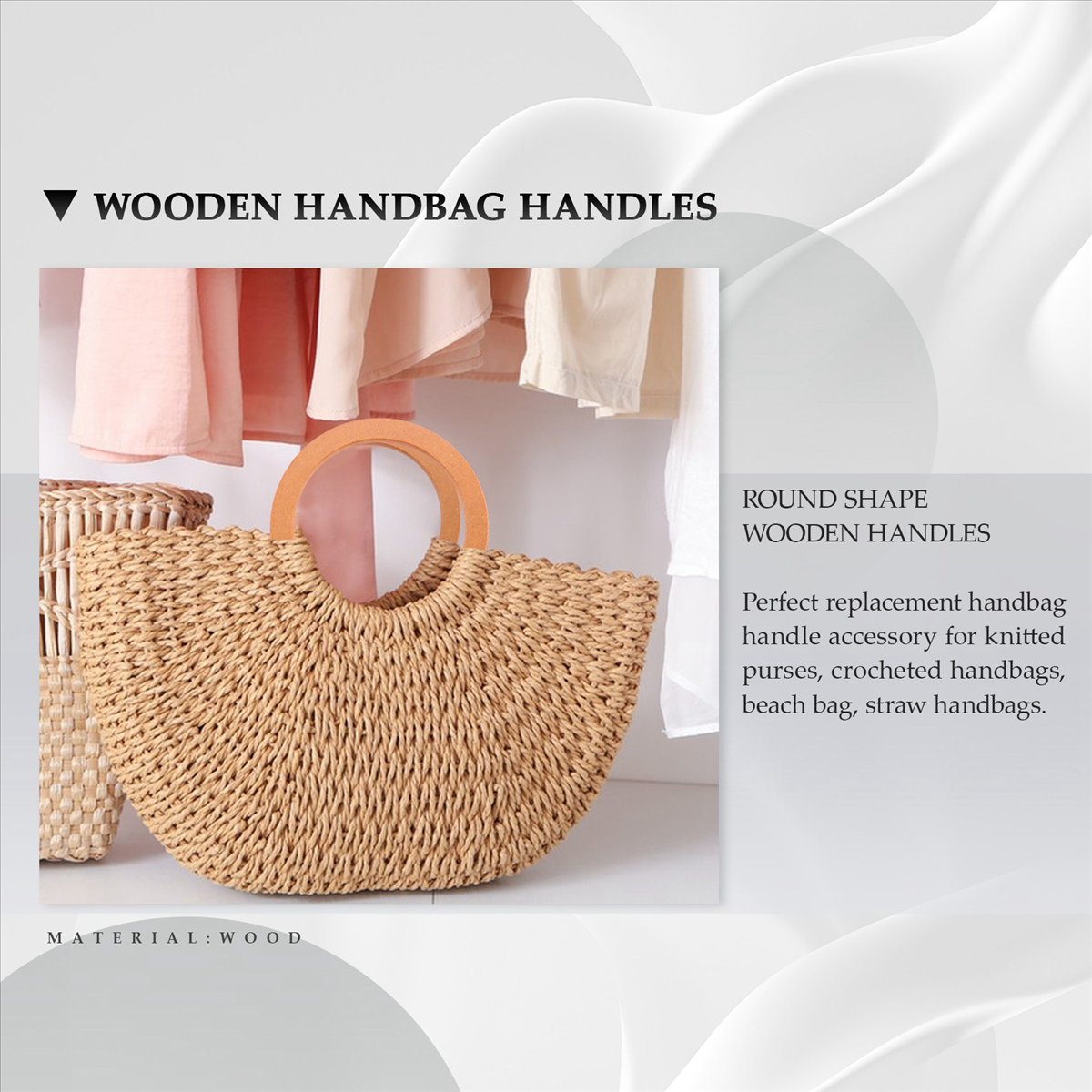 4 asas redondas de madera de r - Handbags reseña y precio